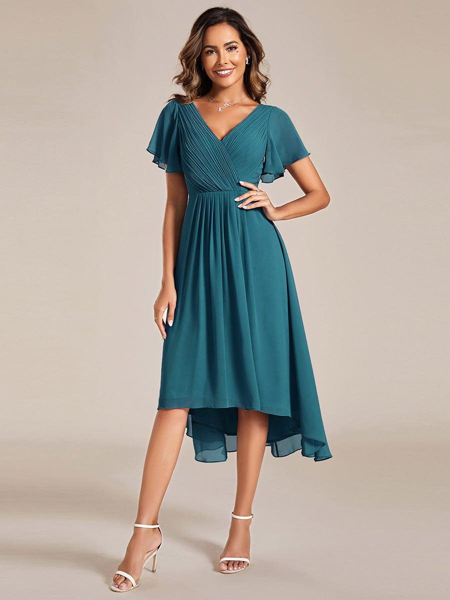 ever FAYE|Plus Size Pleated Midi Ruffles Sleeve Chiffon Bridesmaid Dress