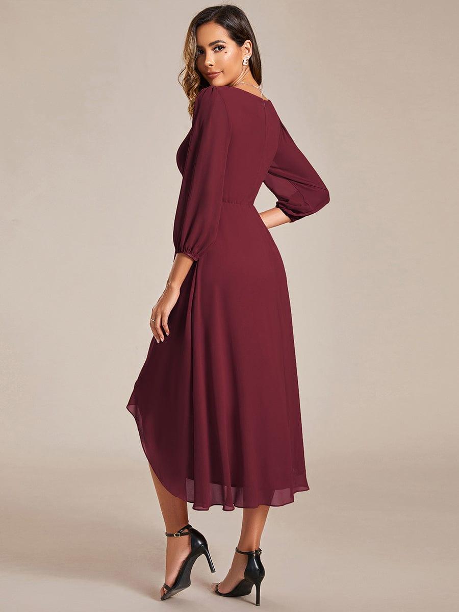 ever BRIAR|3/4 Sleeves Asymmetrical Hem A-Line Midi Bridesmaid Dress