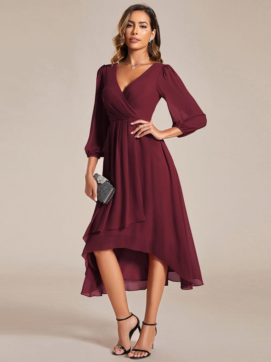ever BRIAR|3/4 Sleeves Asymmetrical Hem A-Line Midi Bridesmaid Dress
