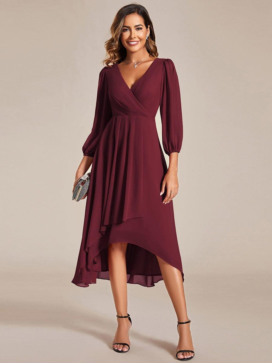 ever BRIAR|3/4 Sleeves Asymmetrical Hem A-Line Midi Bridesmaid Dress