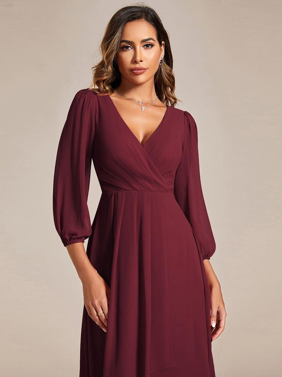 ever BRIAR|3/4 Sleeves Asymmetrical Hem A-Line Midi Bridesmaid Dress