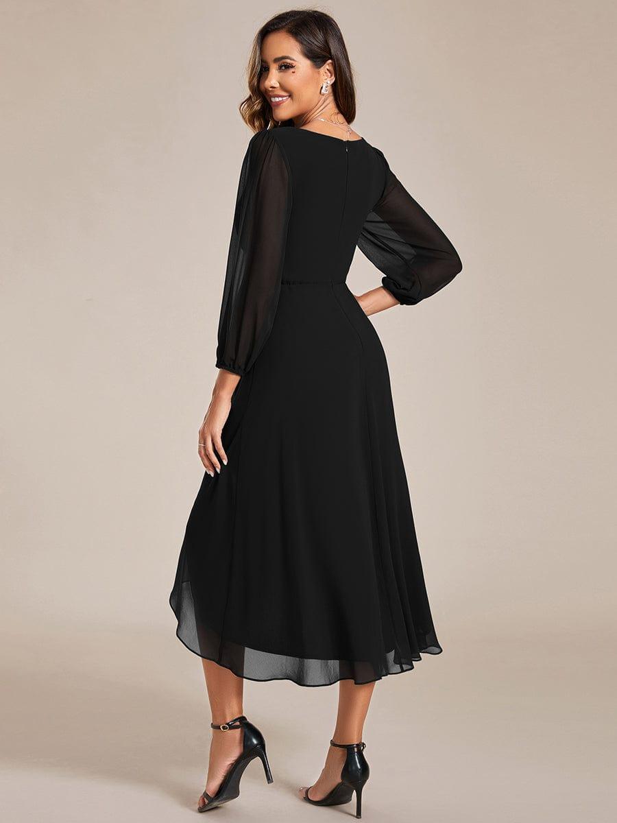 ever BRIAR|3/4 Sleeves Asymmetrical Hem A-Line Midi Bridesmaid Dress
