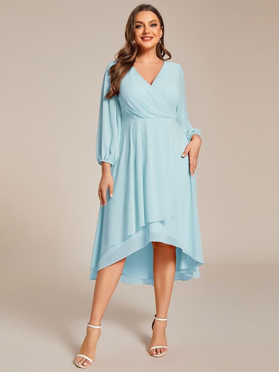 ever BRIAR|3/4 Sleeves Asymmetrical Hem A-Line Midi Bridesmaid Dress