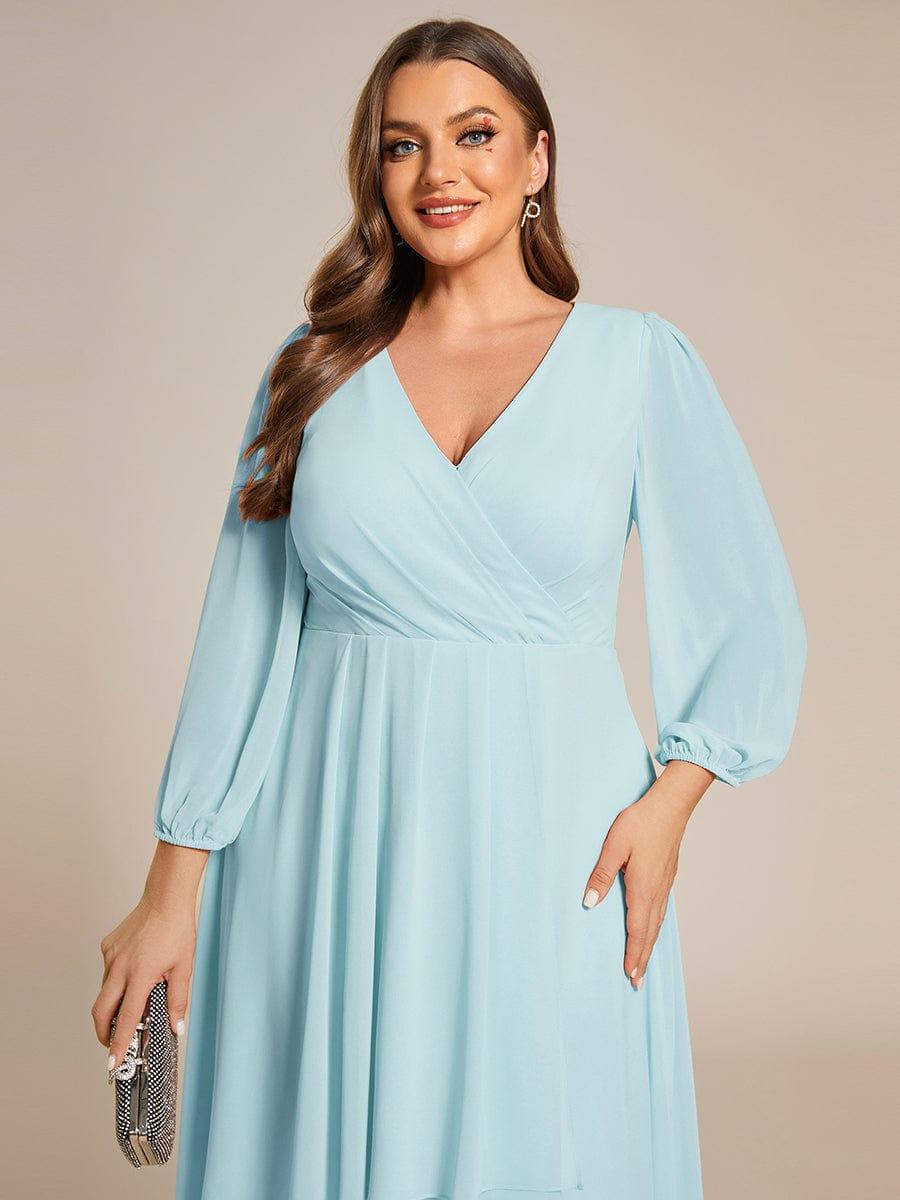 ever BRIAR|3/4 Sleeves Asymmetrical Hem A-Line Midi Bridesmaid Dress
