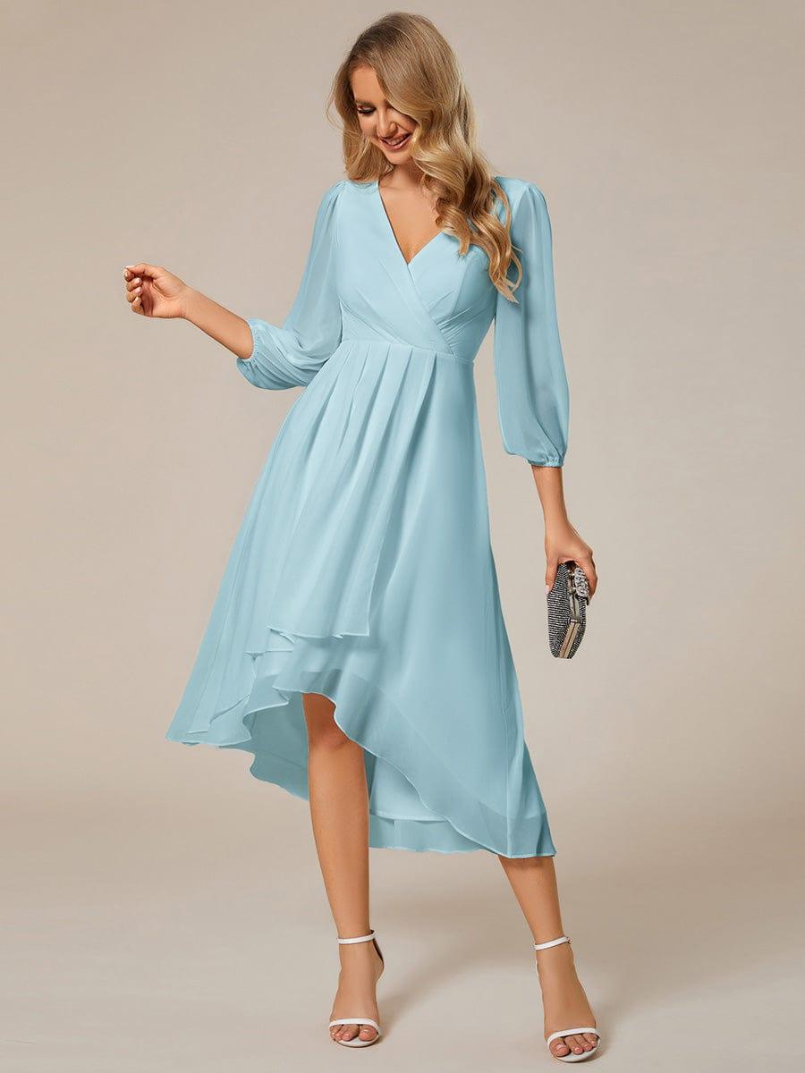 ever BRIAR|3/4 Sleeves Asymmetrical Hem A-Line Midi Bridesmaid Dress