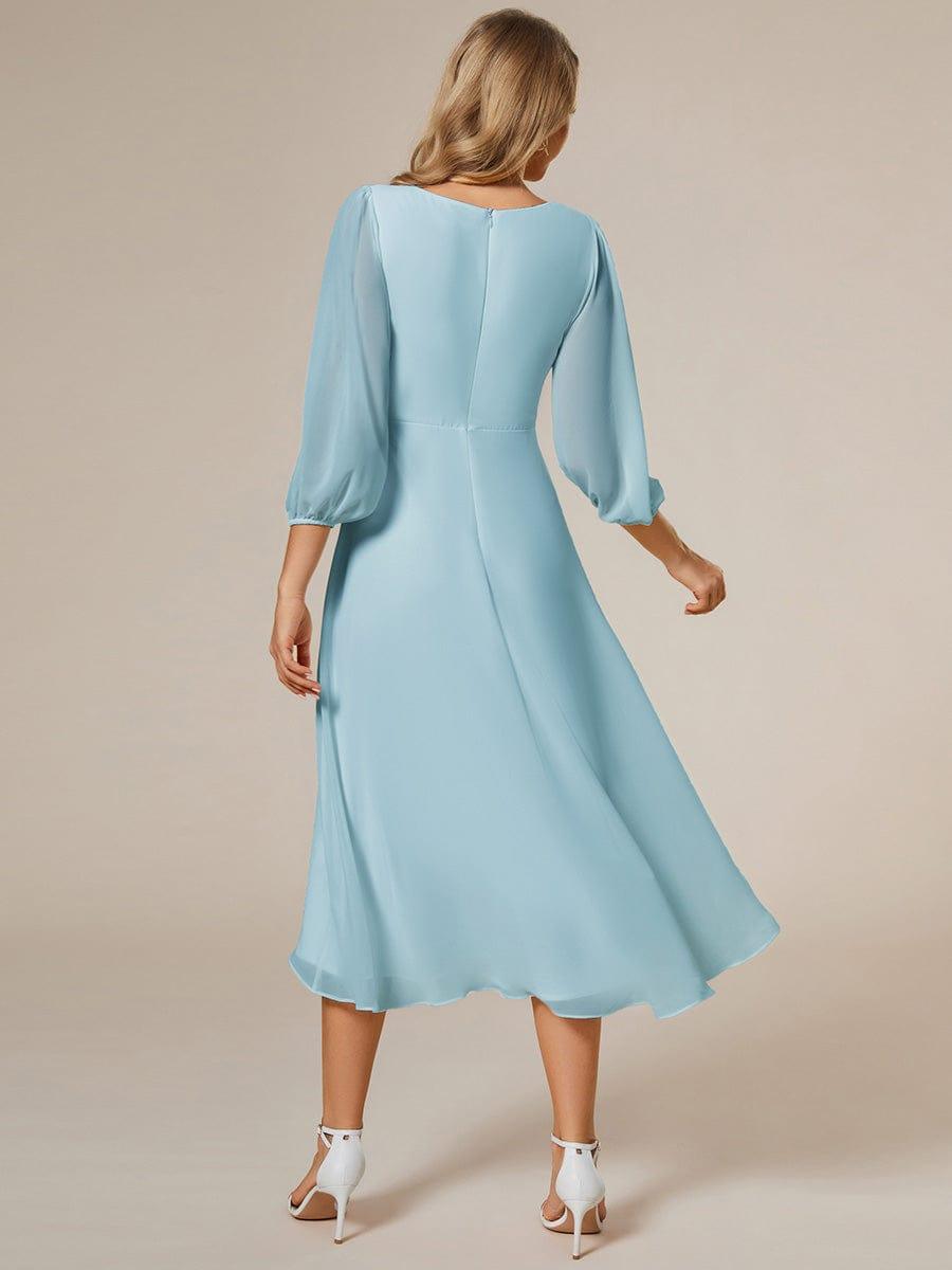 ever BRIAR|3/4 Sleeves Asymmetrical Hem A-Line Midi Bridesmaid Dress