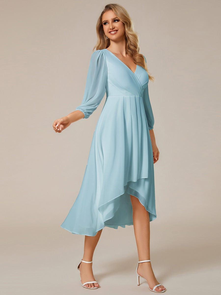 ever BRIAR|3/4 Sleeves Asymmetrical Hem A-Line Midi Bridesmaid Dress