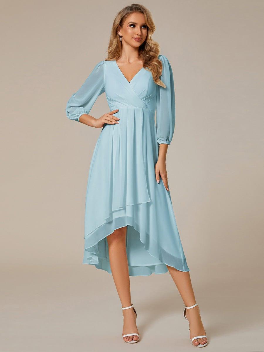 ever BRIAR|3/4 Sleeves Asymmetrical Hem A-Line Midi Bridesmaid Dress