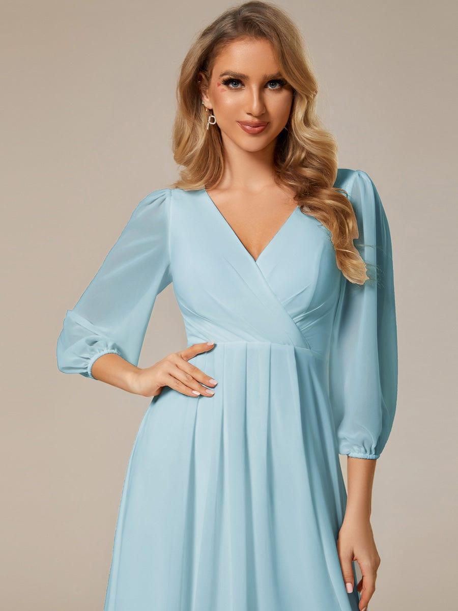 ever BRIAR|3/4 Sleeves Asymmetrical Hem A-Line Midi Bridesmaid Dress