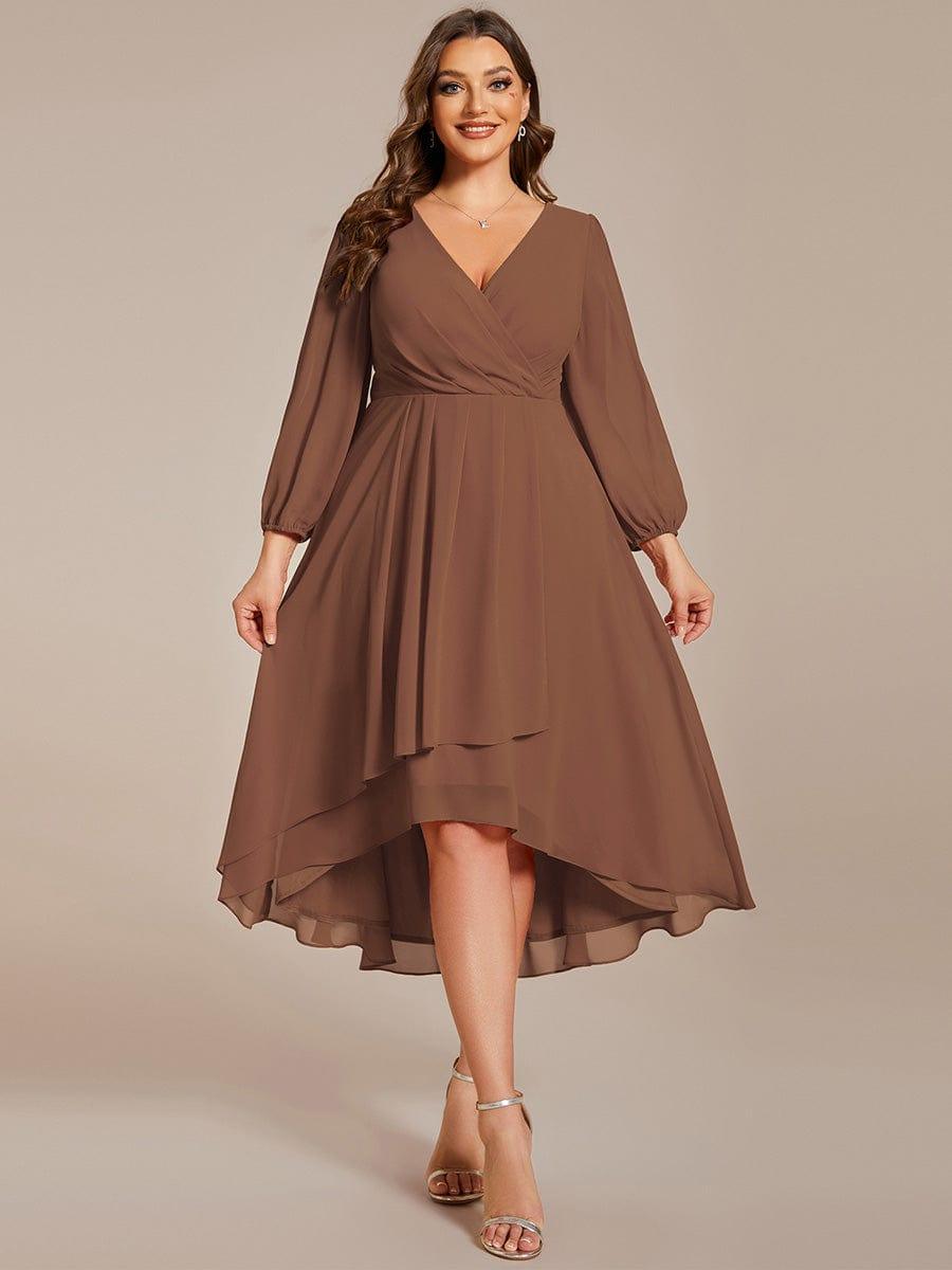 ever BRIAR|3/4 Sleeves Asymmetrical Hem A-Line Midi Bridesmaid Dress