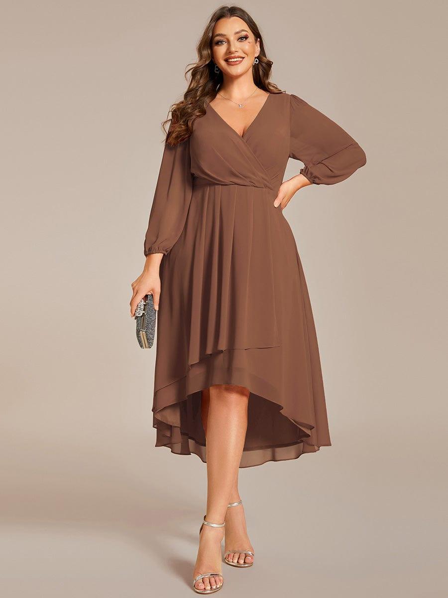 ever BRIAR|3/4 Sleeves Asymmetrical Hem A-Line Midi Bridesmaid Dress