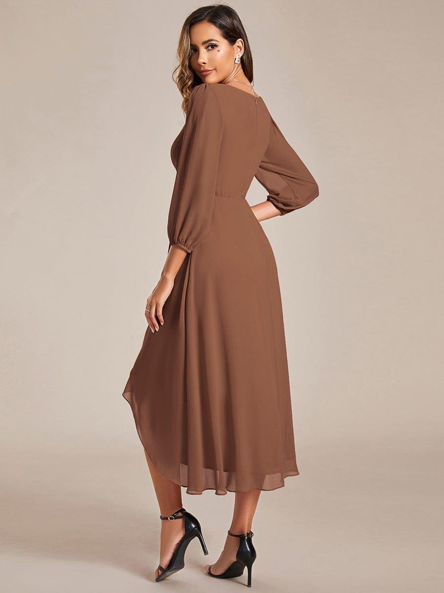 ever BRIAR|3/4 Sleeves Asymmetrical Hem A-Line Midi Bridesmaid Dress