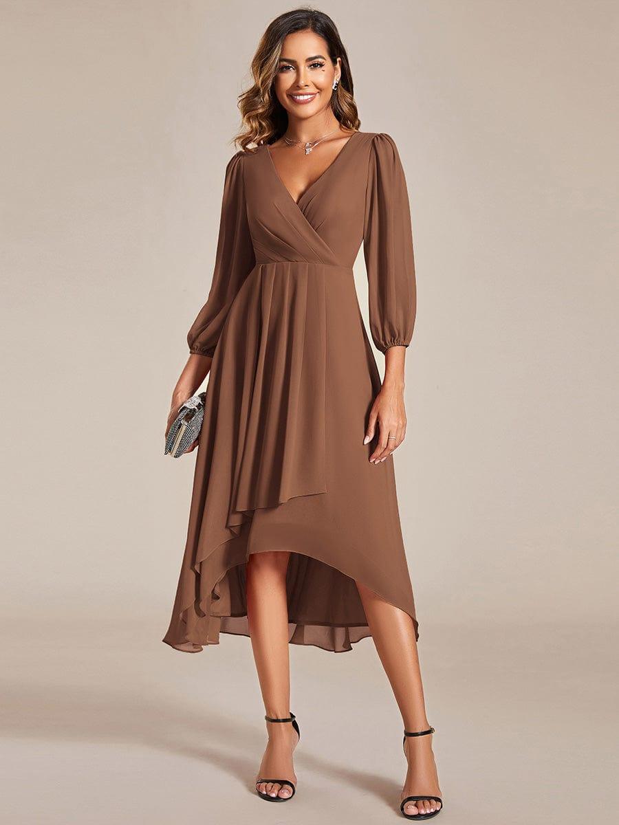 ever BRIAR|3/4 Sleeves Asymmetrical Hem A-Line Midi Bridesmaid Dress