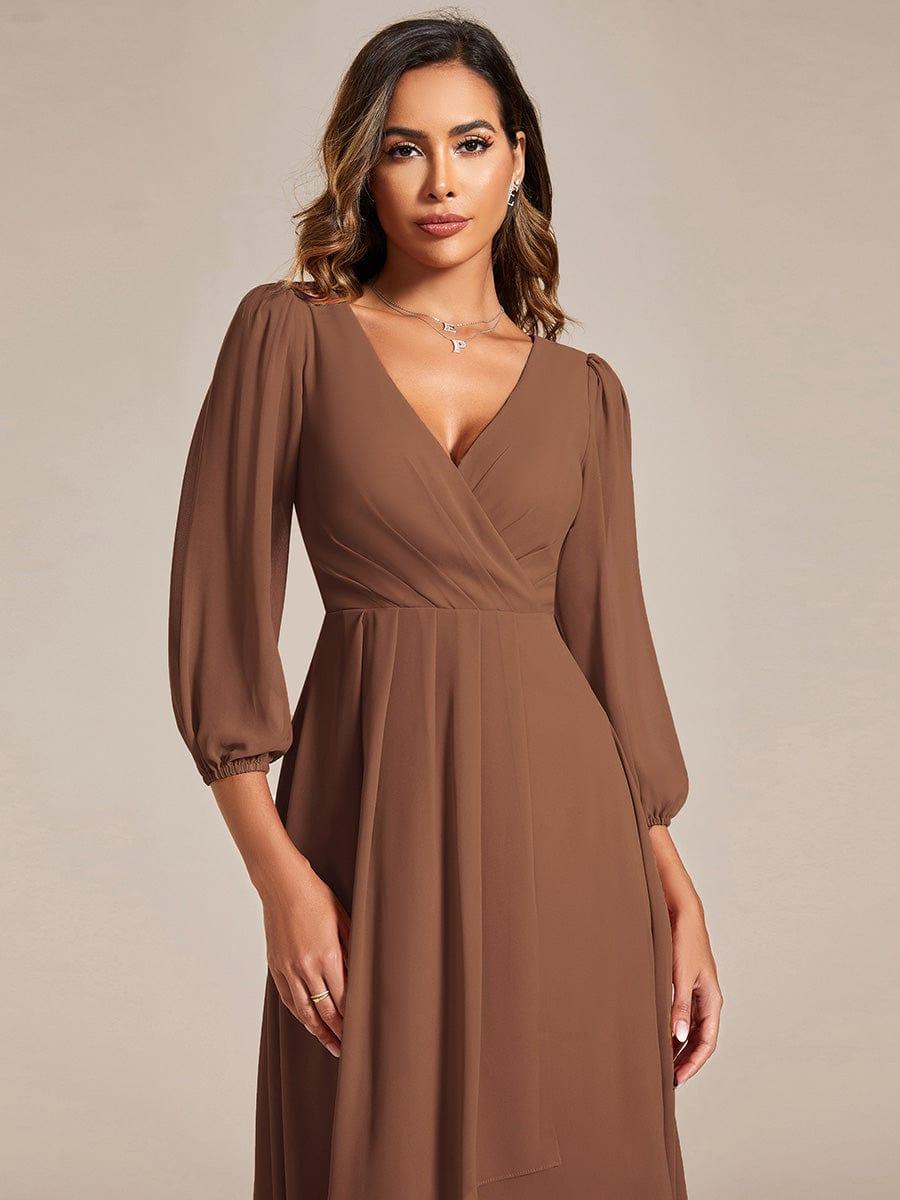 ever BRIAR|3/4 Sleeves Asymmetrical Hem A-Line Midi Bridesmaid Dress