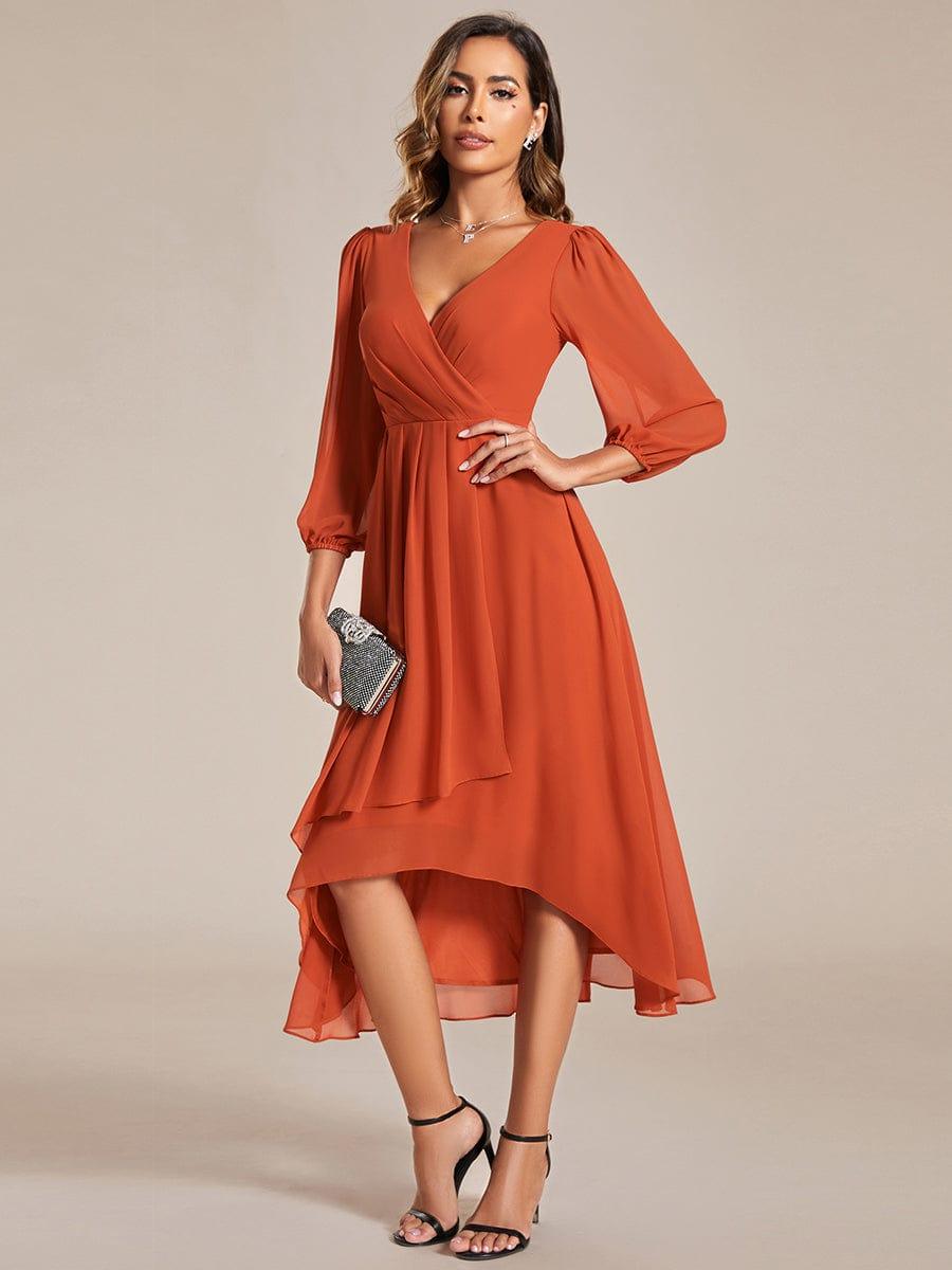 ever BRIAR|3/4 Sleeves Asymmetrical Hem A-Line Midi Bridesmaid Dress