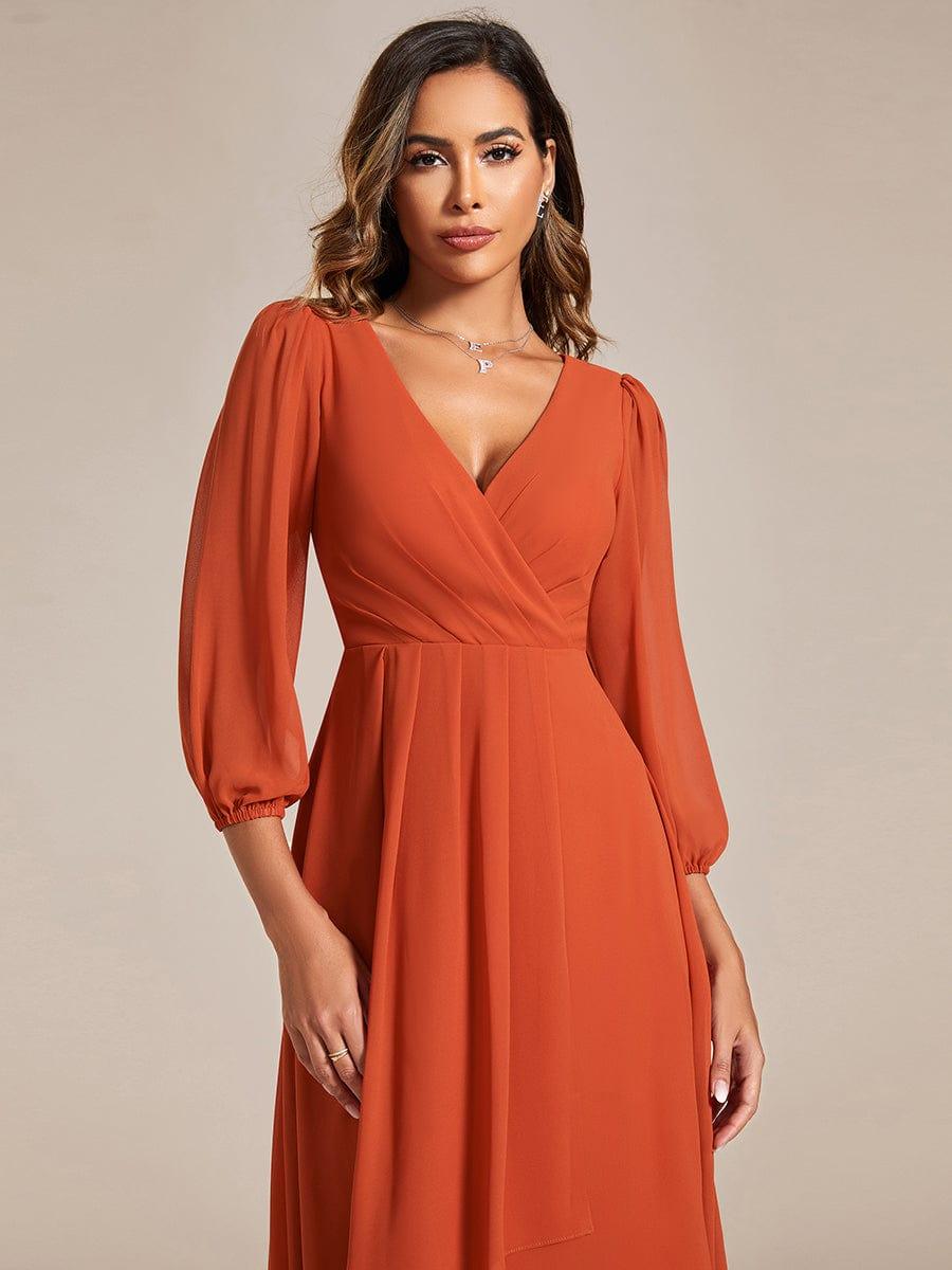 ever BRIAR|3/4 Sleeves Asymmetrical Hem A-Line Midi Bridesmaid Dress