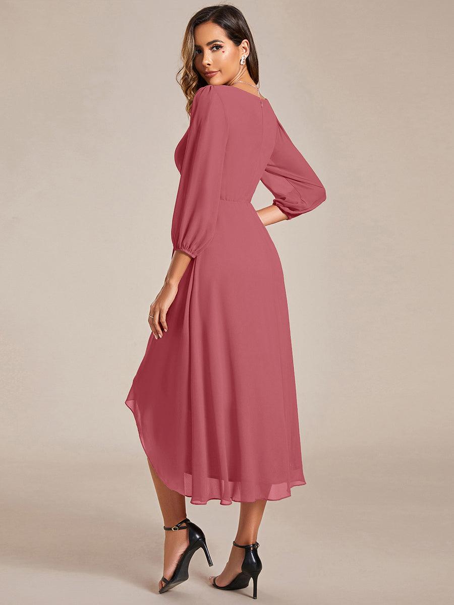 ever BRIAR|See-Through 3/4 Sleeves V-Neck A-Line Chiffon Wedding Guest Dress