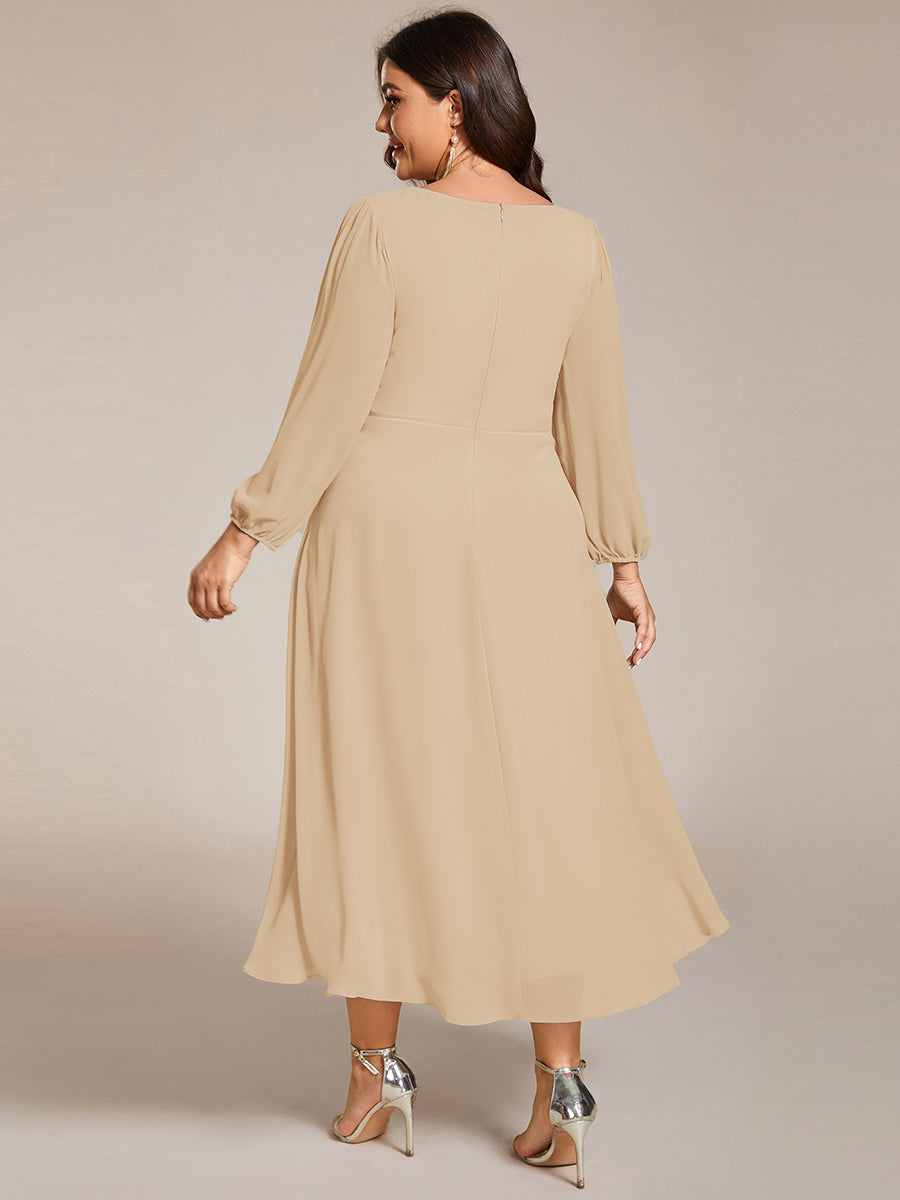 ever BRIAR|See-Through 3/4 Sleeves V-Neck A-Line Chiffon Wedding Guest Dress
