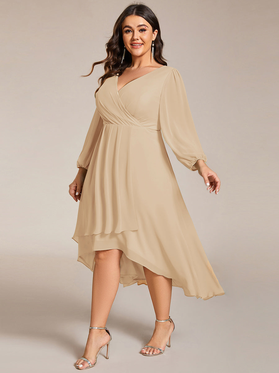 ever BRIAR|See-Through 3/4 Sleeves V-Neck A-Line Chiffon Wedding Guest Dress