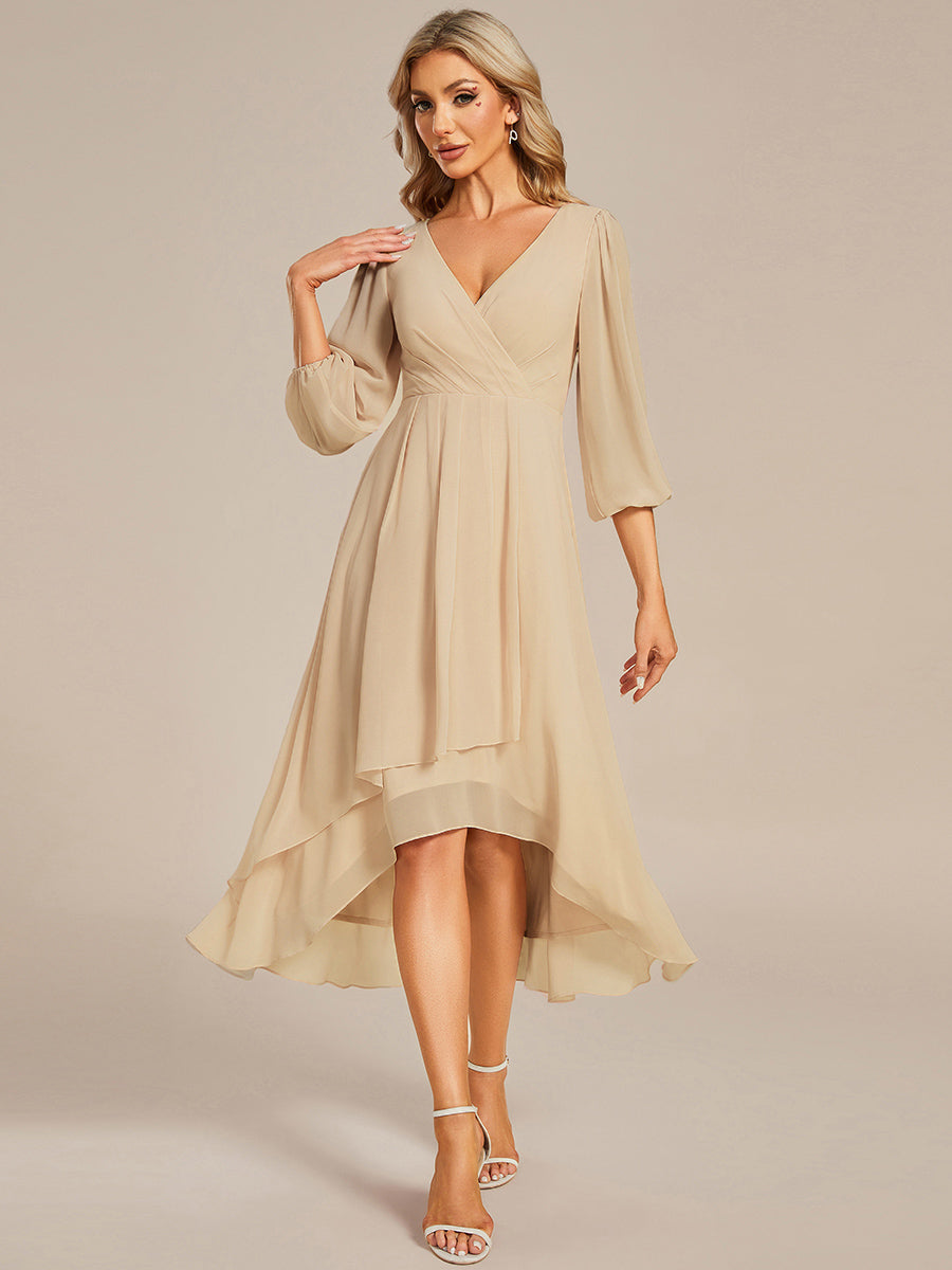 ever BRIAR|See-Through 3/4 Sleeves V-Neck A-Line Chiffon Wedding Guest Dress