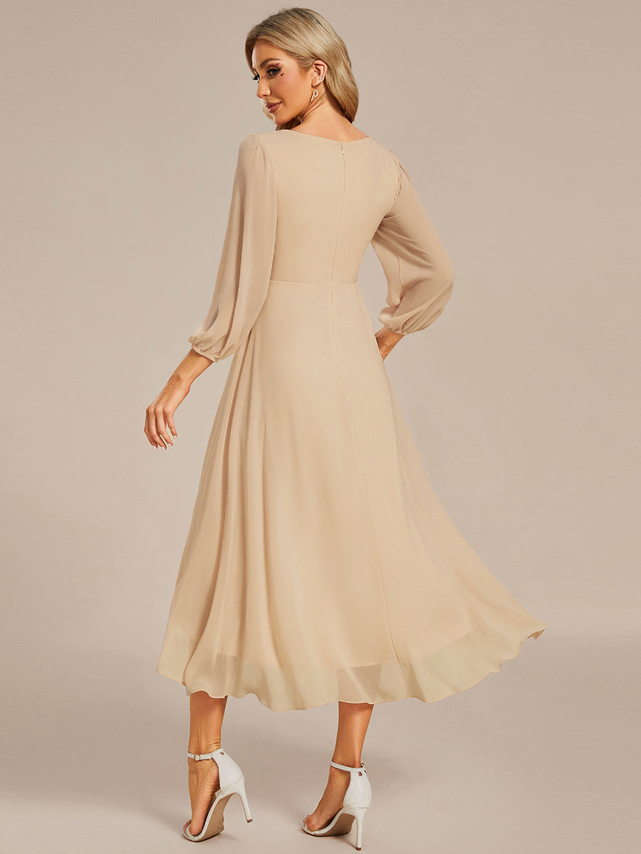 ever BRIAR|See-Through 3/4 Sleeves V-Neck A-Line Chiffon Wedding Guest Dress
