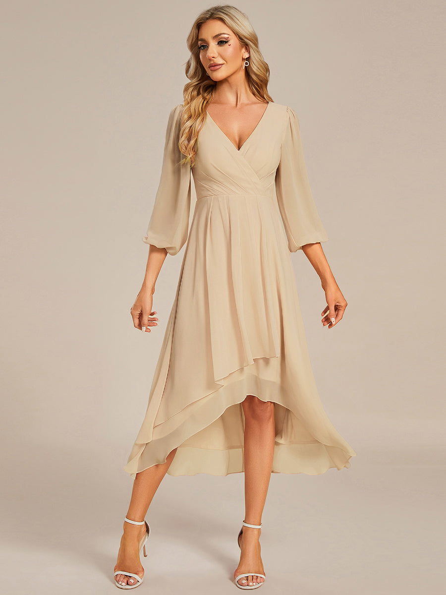 ever BRIAR|See-Through 3/4 Sleeves V-Neck A-Line Chiffon Wedding Guest Dress