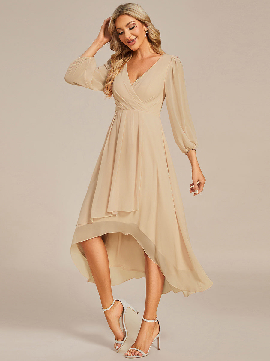 ever BRIAR|See-Through 3/4 Sleeves V-Neck A-Line Chiffon Wedding Guest Dress