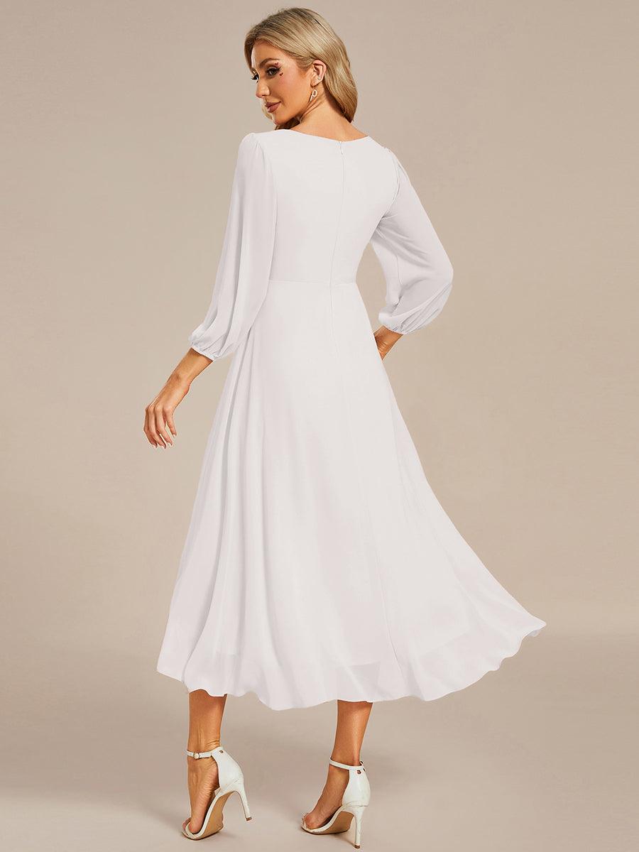 ever BRIAR|See-Through 3/4 Sleeves V-Neck A-Line Chiffon Wedding Guest Dress