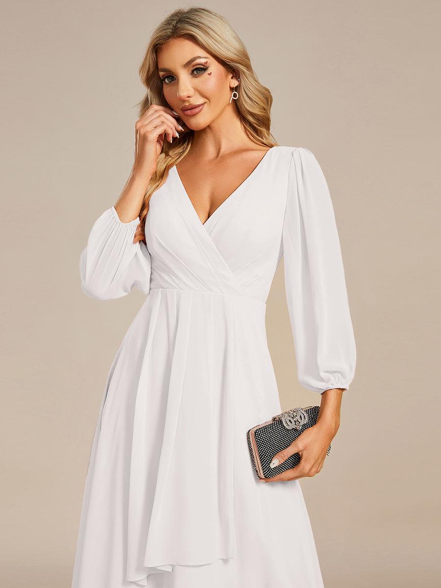 ever BRIAR|See-Through 3/4 Sleeves V-Neck A-Line Chiffon Wedding Guest Dress