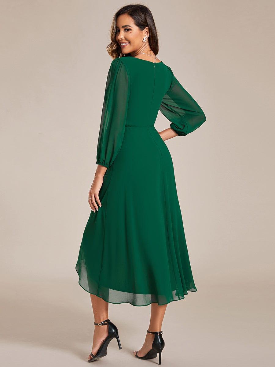 ever BRIAR|3/4 Sleeves Asymmetrical Hem A-Line Midi Bridesmaid Dress
