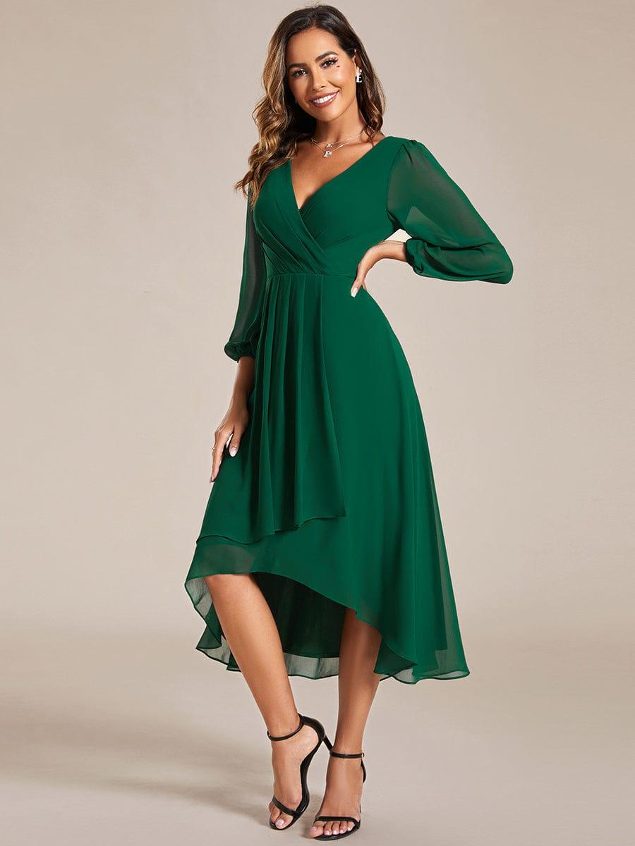ever BRIAR|3/4 Sleeves Asymmetrical Hem A-Line Midi Bridesmaid Dress