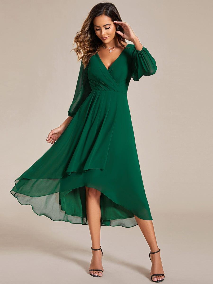ever BRIAR|3/4 Sleeves Asymmetrical Hem A-Line Midi Bridesmaid Dress