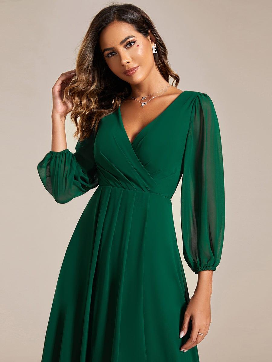 ever BRIAR|3/4 Sleeves Asymmetrical Hem A-Line Midi Bridesmaid Dress