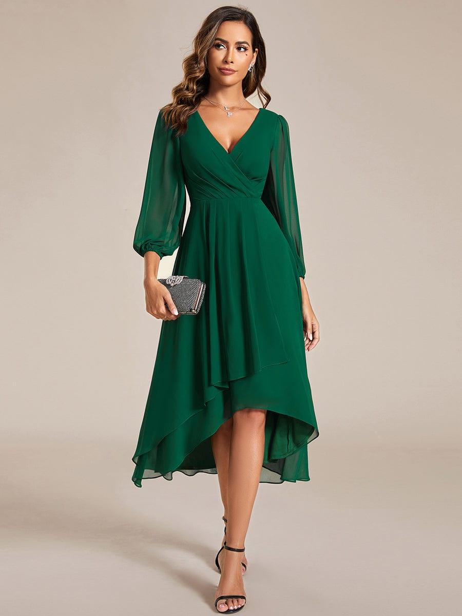 ever BRIAR|3/4 Sleeves Asymmetrical Hem A-Line Midi Wedding Guest Dress