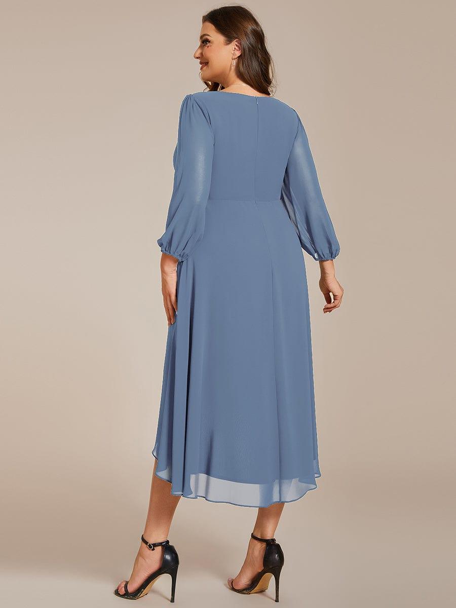 ever BRIAR|3/4 Sleeves Asymmetrical Hem A-Line Midi Wedding Guest Dress