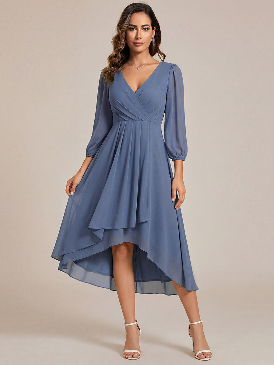 ever BRIAR|3/4 Sleeves Asymmetrical Hem A-Line Midi Bridesmaid Dress