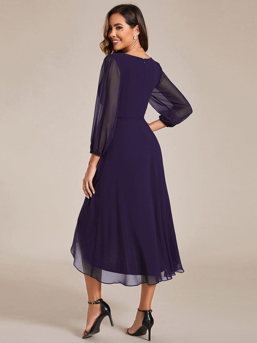 ever BRIAR|3/4 Sleeves Asymmetrical Hem A-Line Midi Bridesmaid Dress