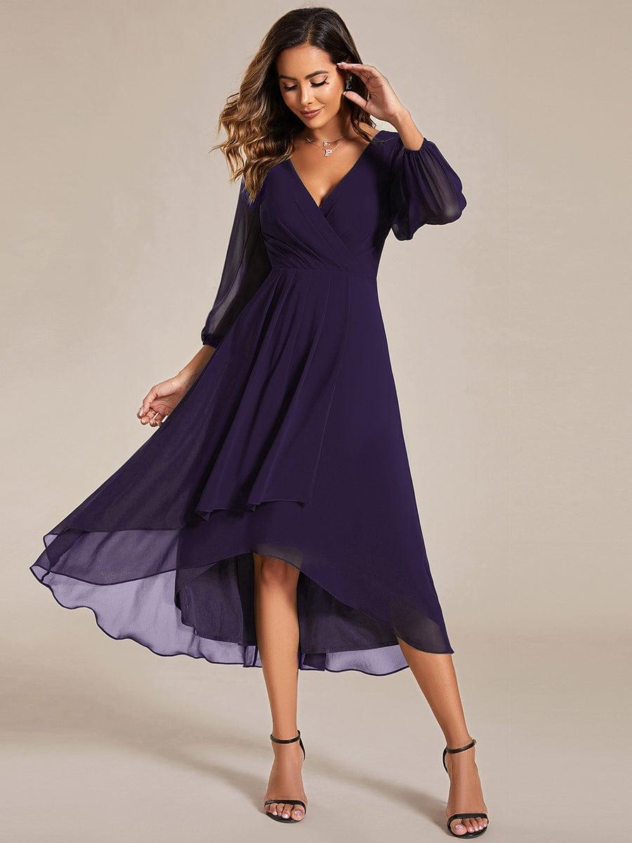 ever BRIAR|3/4 Sleeves Asymmetrical Hem A-Line Midi Bridesmaid Dress