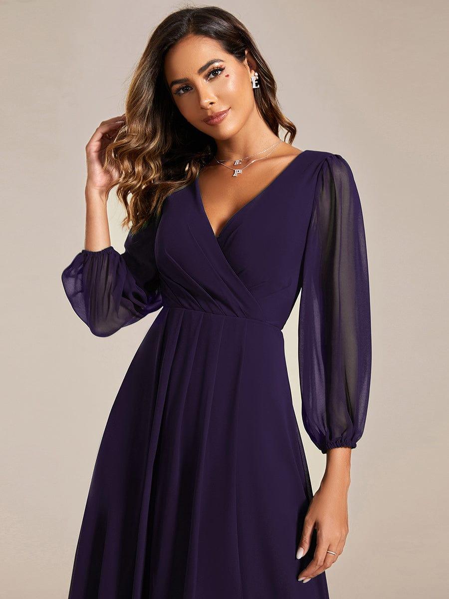ever BRIAR|3/4 Sleeves Asymmetrical Hem A-Line Midi Bridesmaid Dress