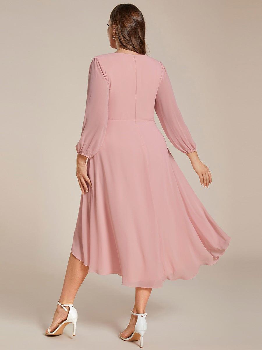 ever BRIAR|3/4 Sleeves Asymmetrical Hem A-Line Midi Bridesmaid Dress