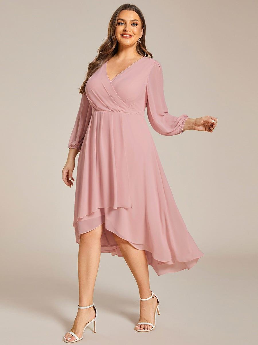 ever BRIAR|See-Through 3/4 Sleeves V-Neck A-Line Chiffon Wedding Guest Dress