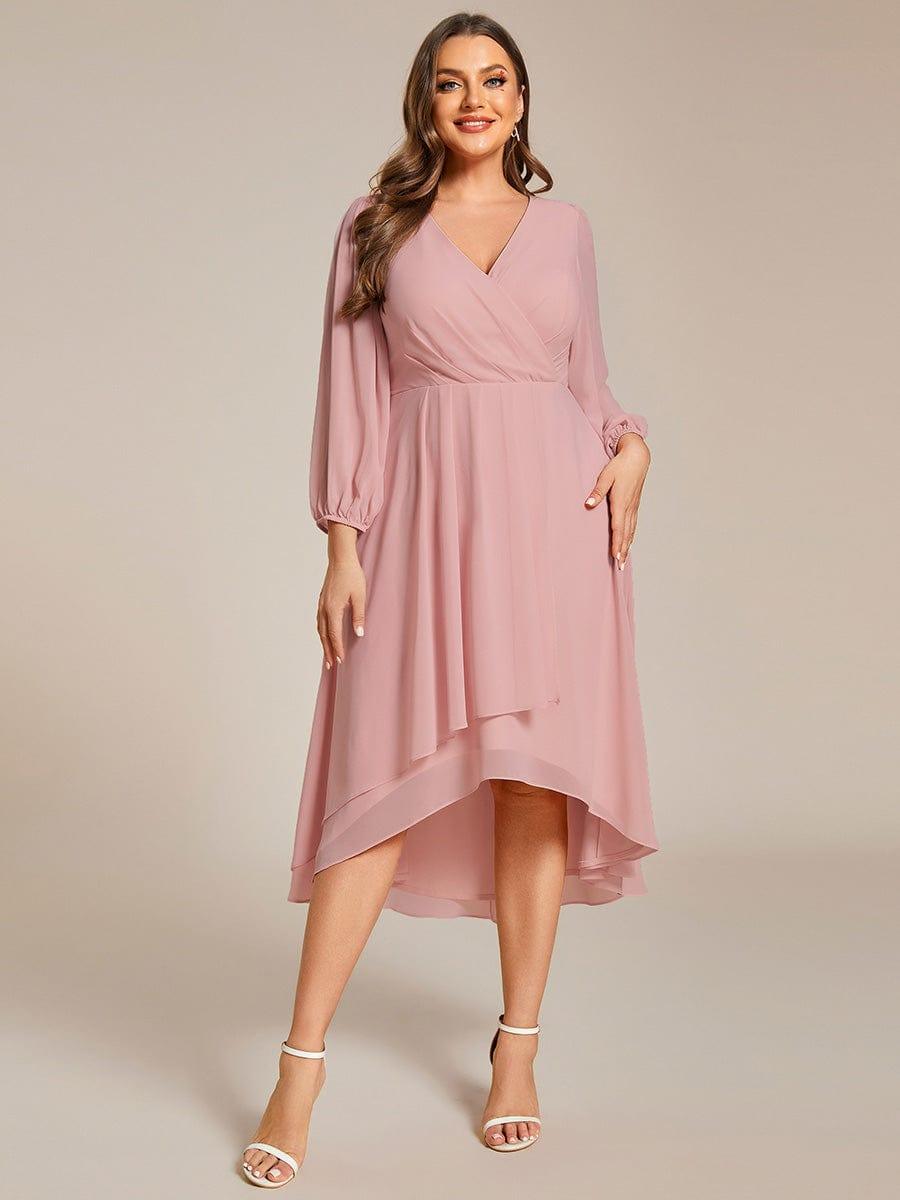 ever BRIAR|See-Through 3/4 Sleeves V-Neck A-Line Chiffon Wedding Guest Dress
