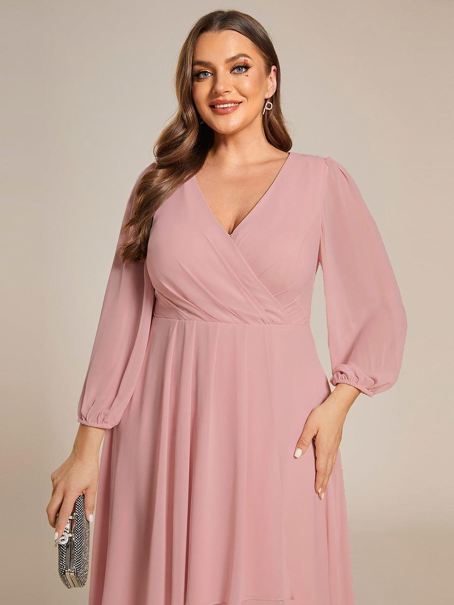 ever BRIAR|See-Through 3/4 Sleeves V-Neck A-Line Chiffon Wedding Guest Dress