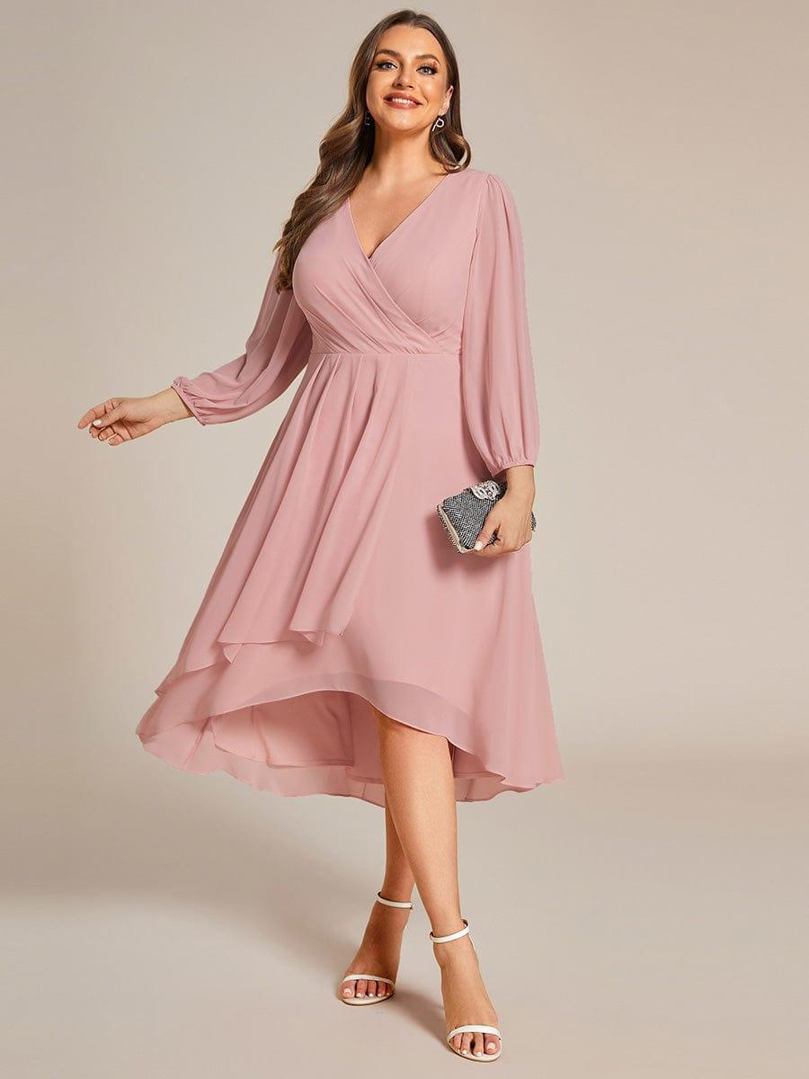 ever BRIAR|3/4 Sleeves Asymmetrical Hem A-Line Midi Bridesmaid Dress