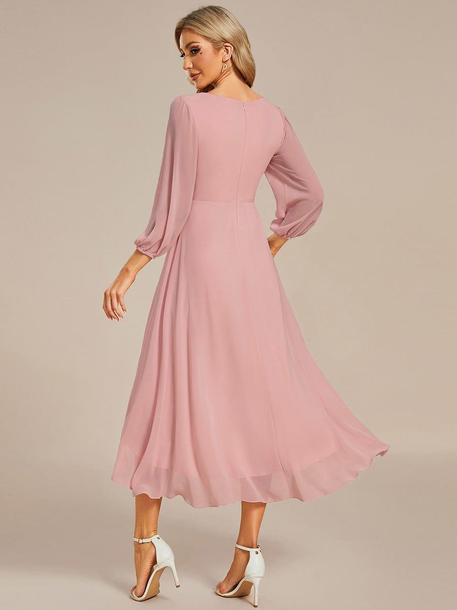 ever BRIAR|See-Through 3/4 Sleeves V-Neck A-Line Chiffon Wedding Guest Dress