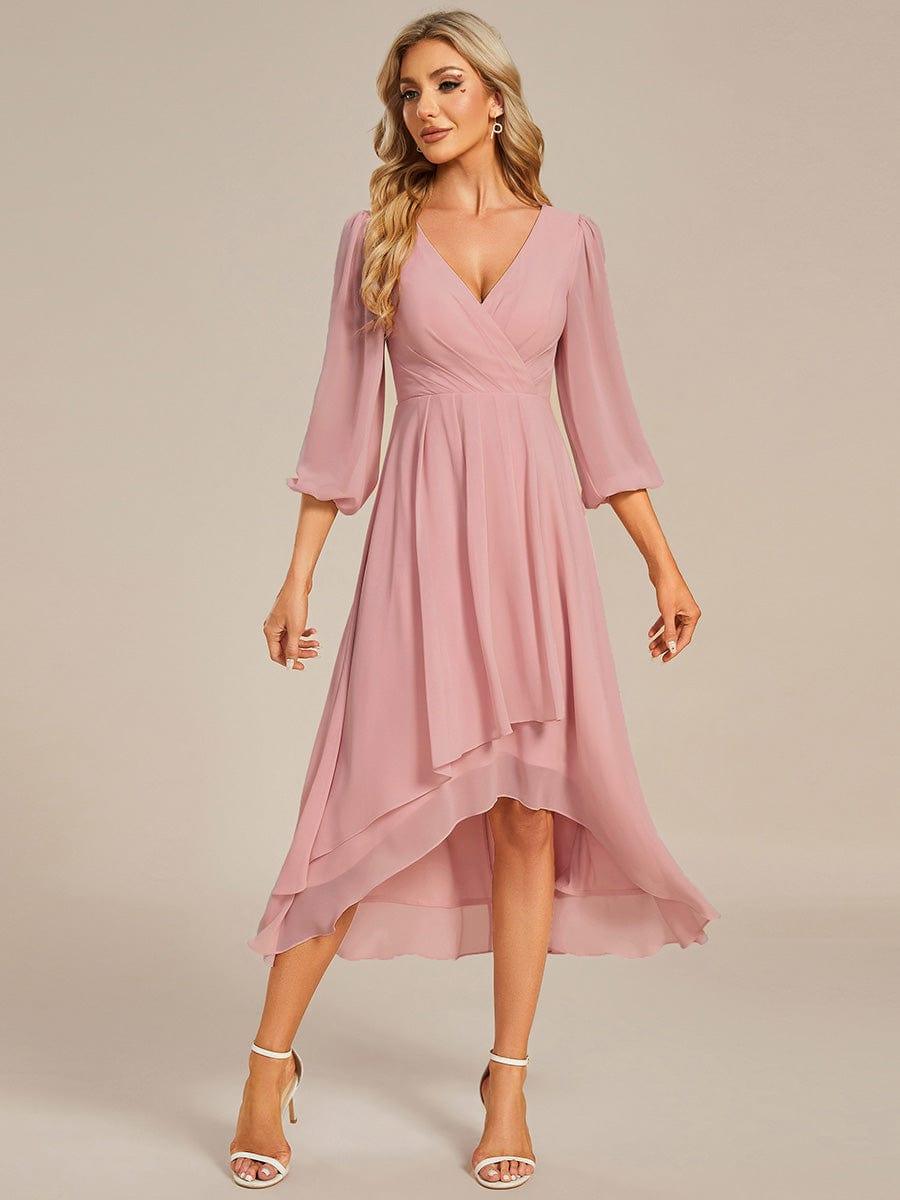 ever BRIAR|See-Through 3/4 Sleeves V-Neck A-Line Chiffon Wedding Guest Dress