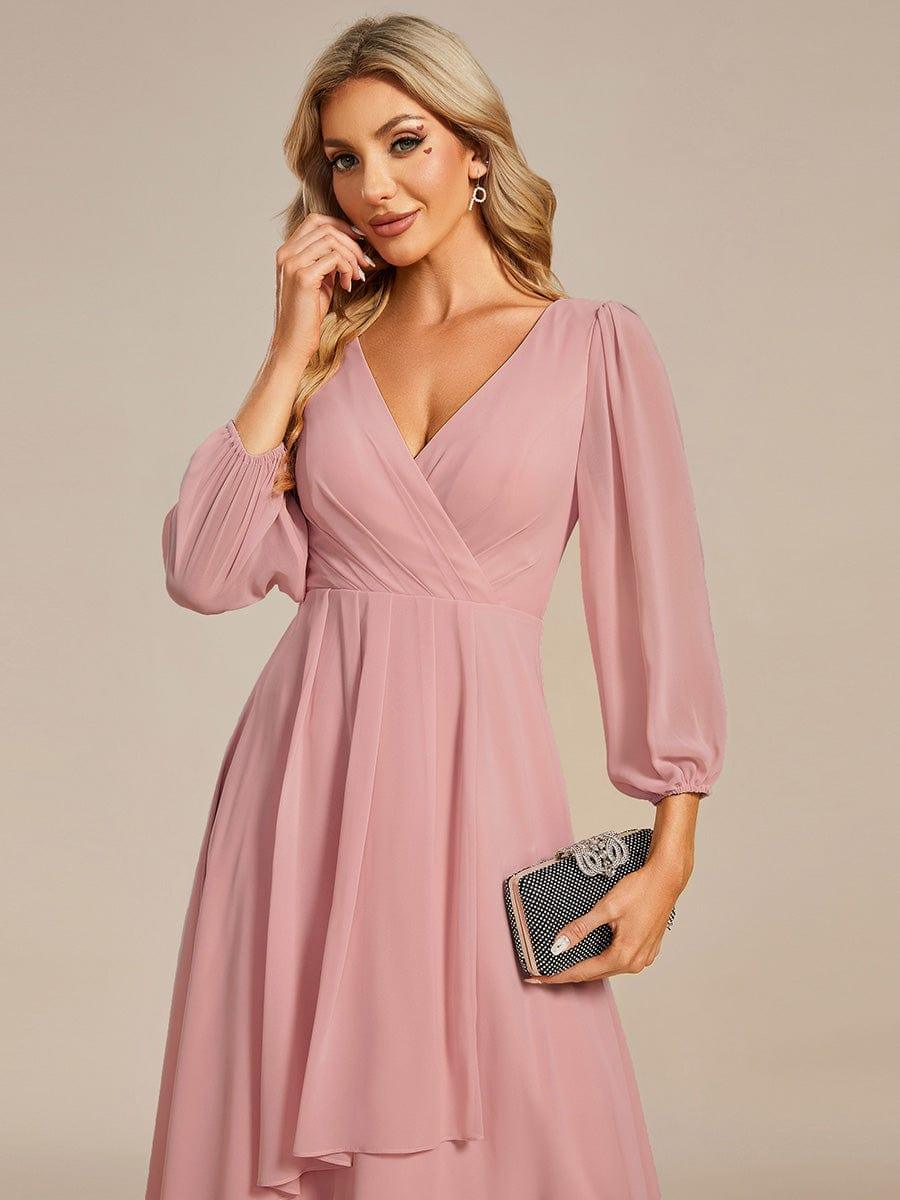 ever BRIAR|See-Through 3/4 Sleeves V-Neck A-Line Chiffon Wedding Guest Dress