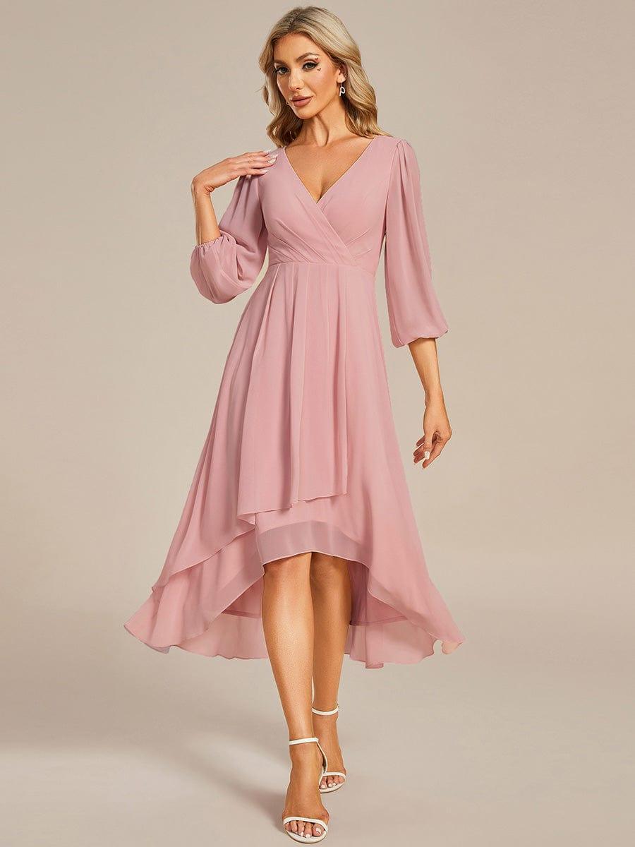ever BRIAR|See-Through 3/4 Sleeves V-Neck A-Line Chiffon Wedding Guest Dress