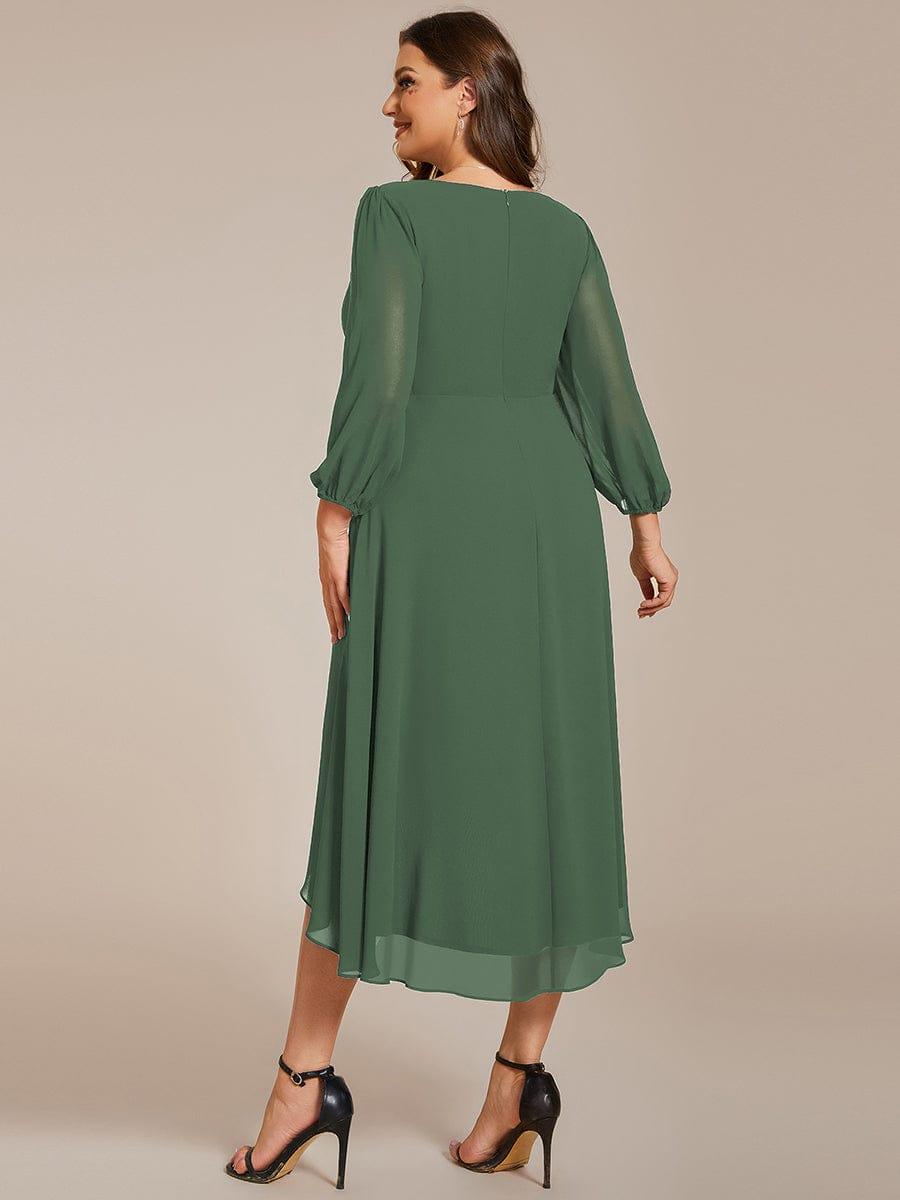 ever BRIAR|3/4 Sleeves Asymmetrical Hem A-Line Midi Bridesmaid Dress