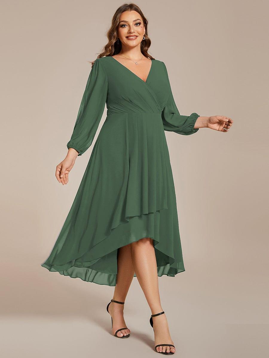 ever BRIAR|3/4 Sleeves Asymmetrical Hem A-Line Midi Bridesmaid Dress